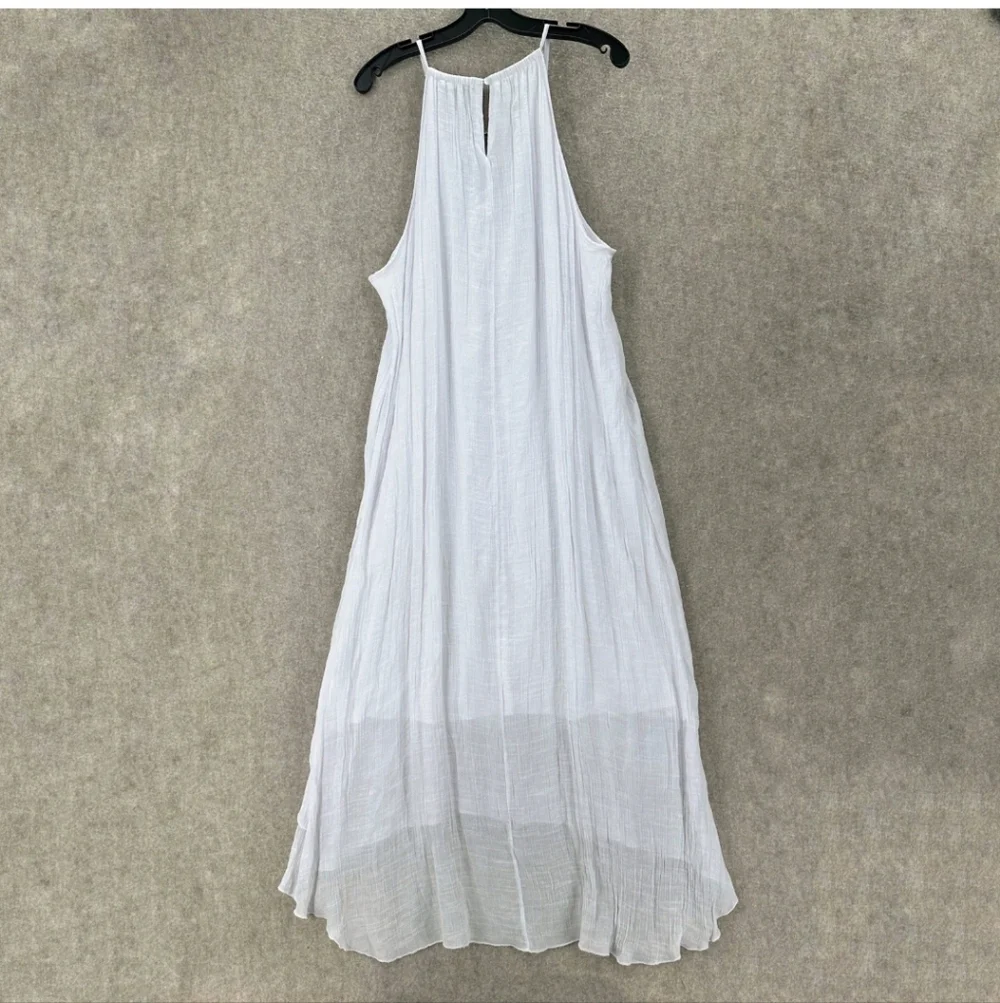 Mlle Gabrielle Sleeveless White High-Low Summer Dress with Pendant Detail NWT - Picture 3 of 5